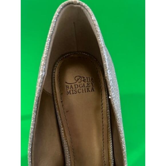 Badgley Mischka Belle Silver 3" Heels Stiletto Pumps Jewel Detail Size 9 - Picture 8 of 9